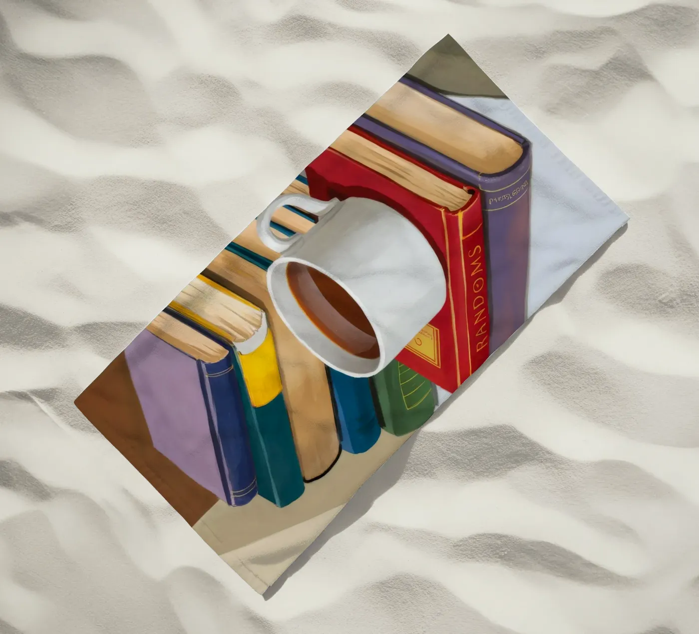 Stapel koffieboeken strandhanddoek van Pan Denim