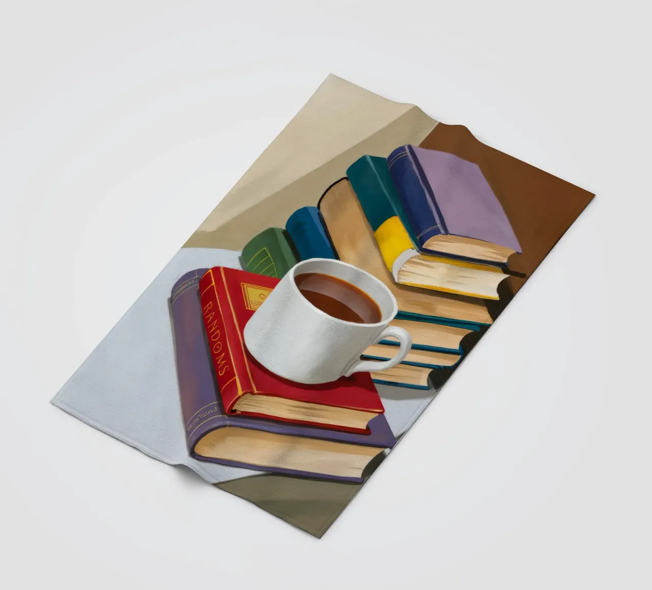 Coffee Book Stack fleece blanket by Pan Denim