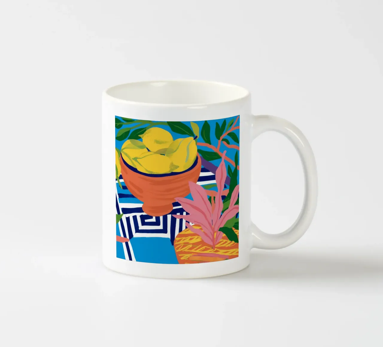 Labirinto astratto di arance tazza in ceramica da Dawn Light
