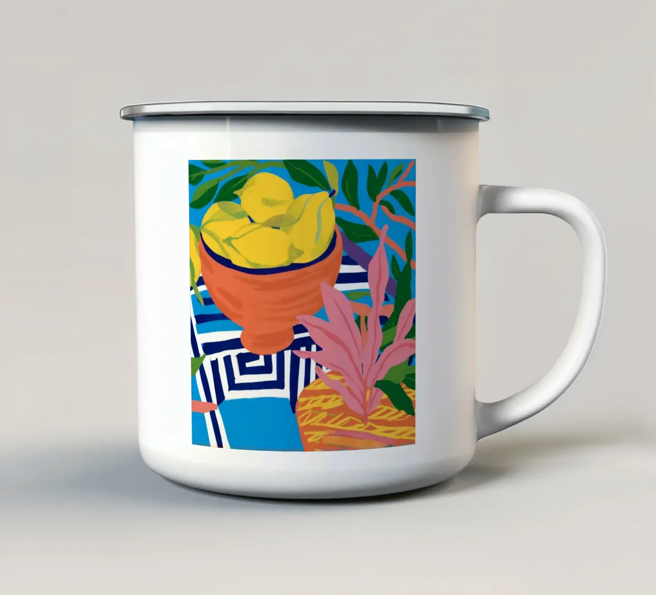 Labirinto astratto di arance tazza in smalto da Dawn Light