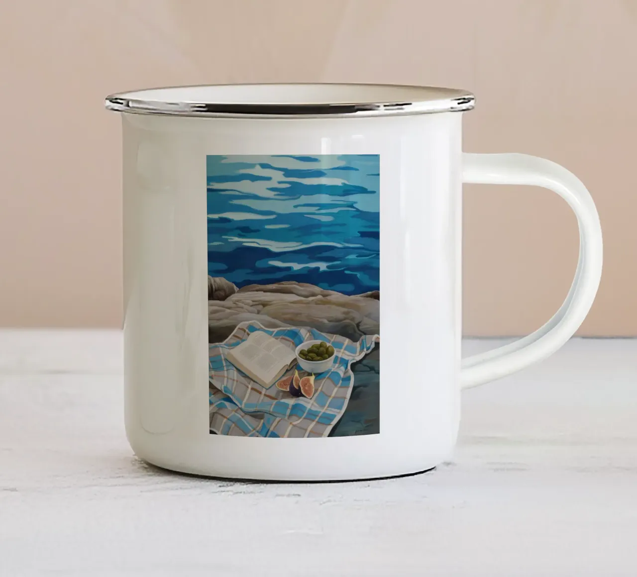 Coperta da picnic per il mare tazza in smalto da Pan Denim