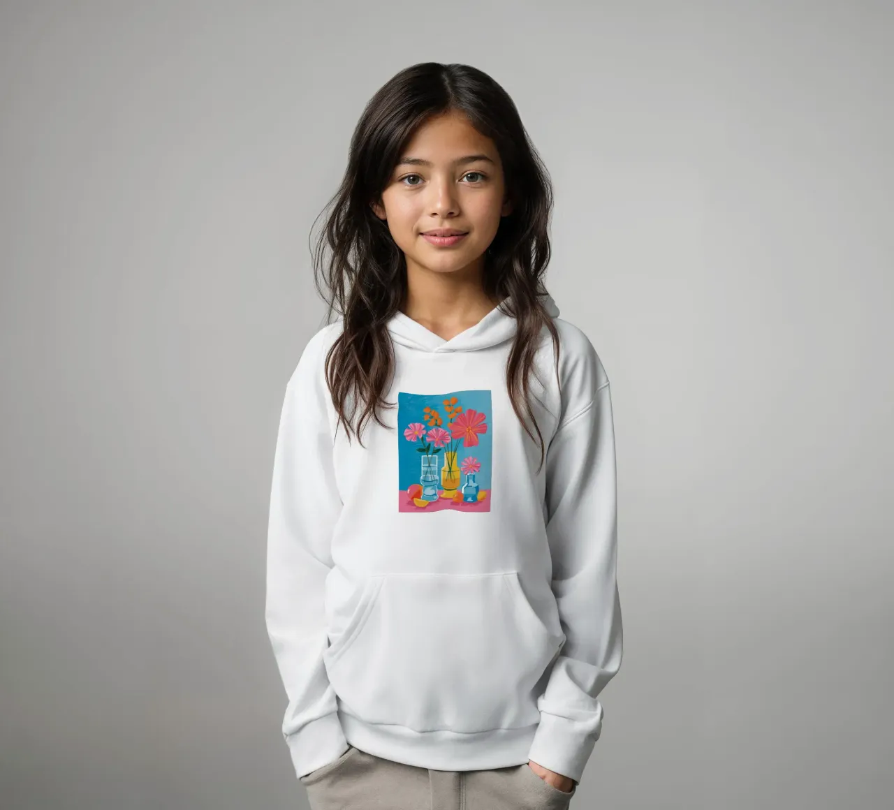Azure Vase Bloom kids hoodie by Haven Fantasy