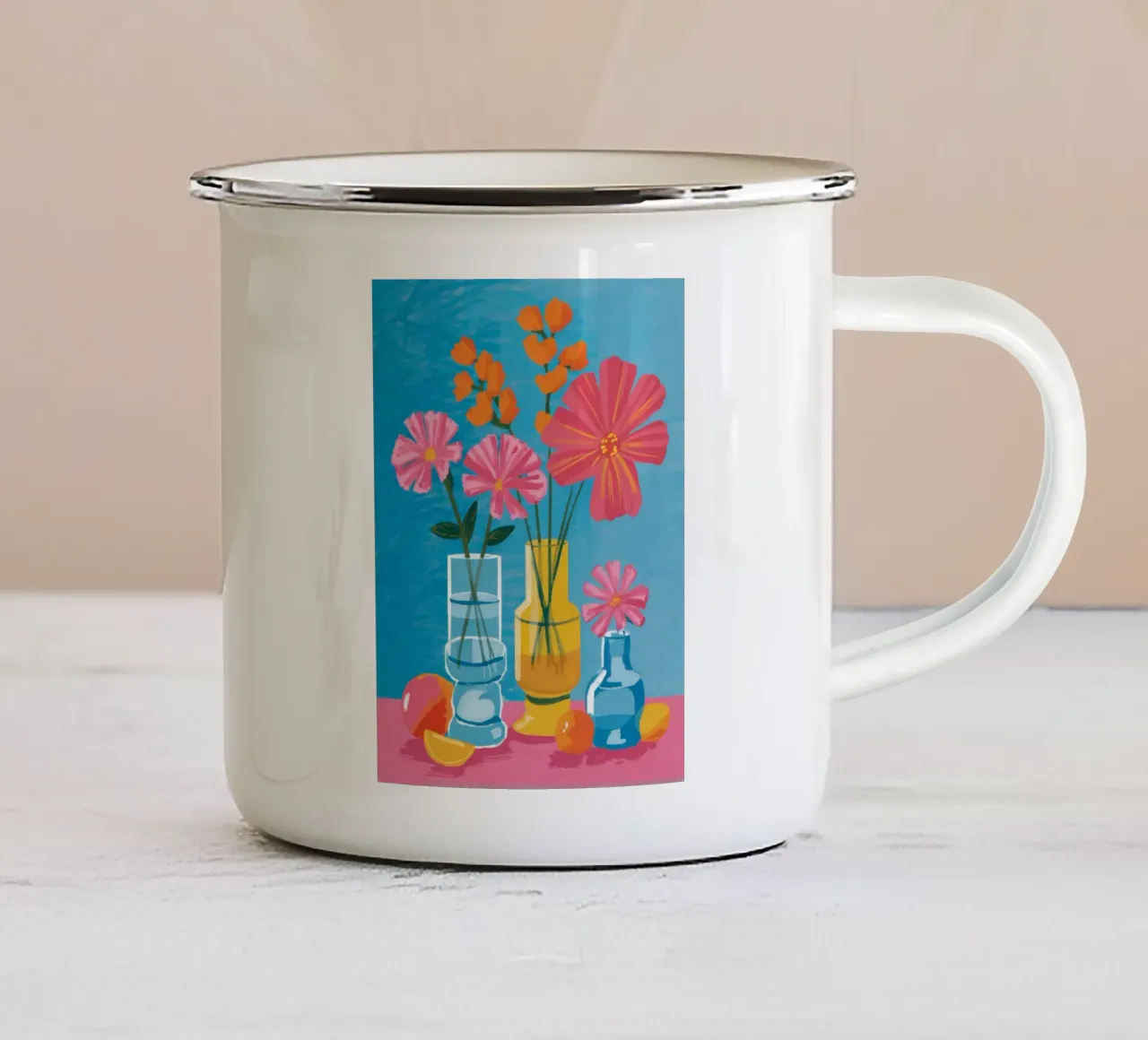 Vaso azzurro in fiore tazza in smalto da Haven Fantasy