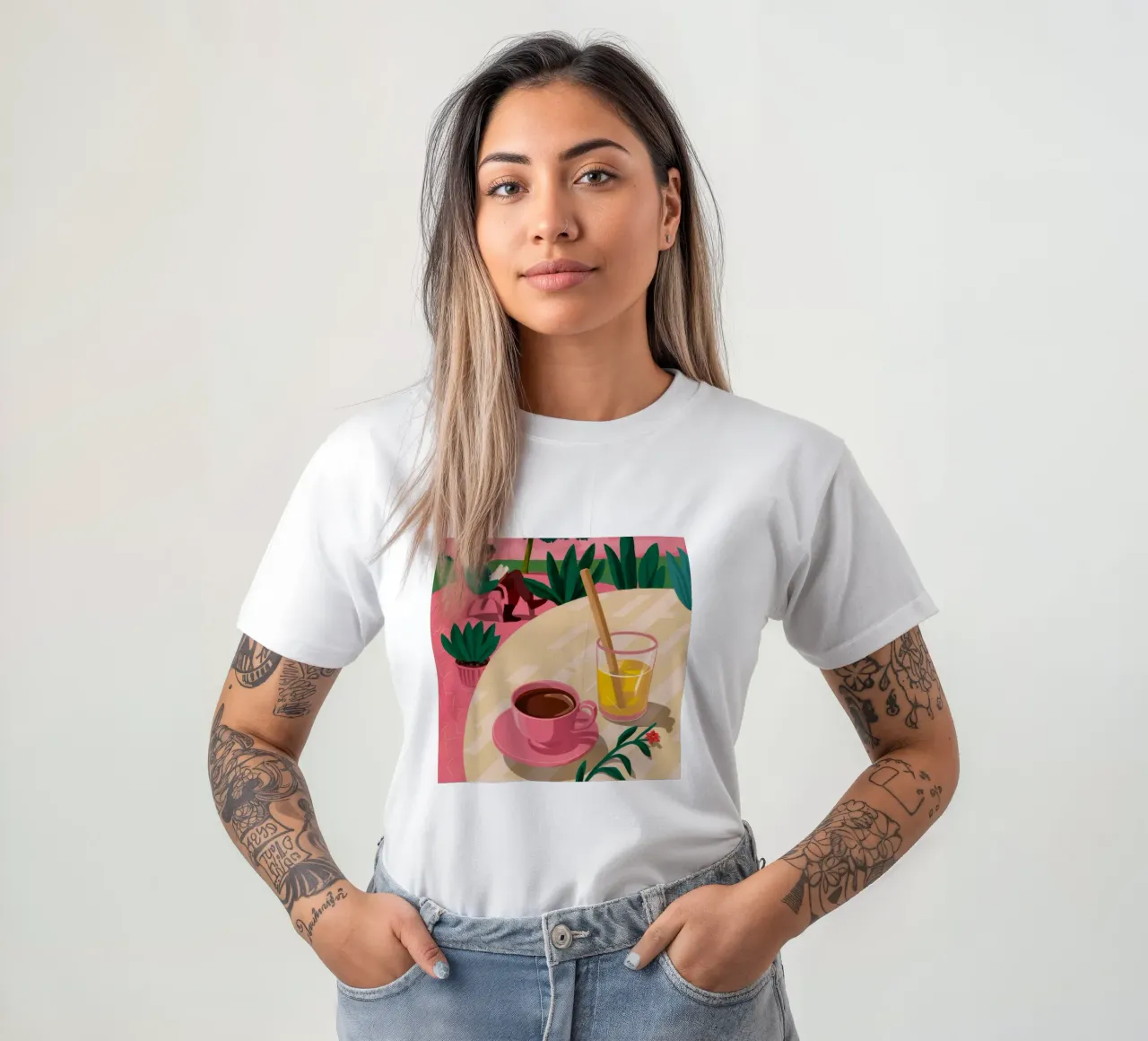 Tazza Rosa Giardino Pausa t-shirt da Pan Denim