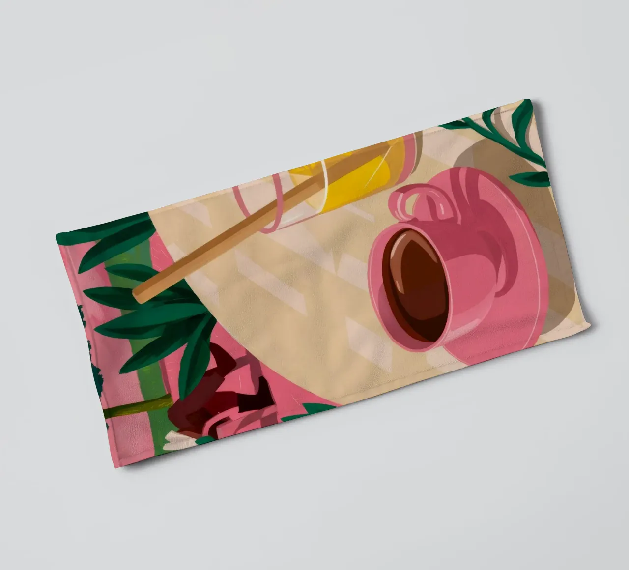 Pink Cup Garden Pause towel by Pan Denim