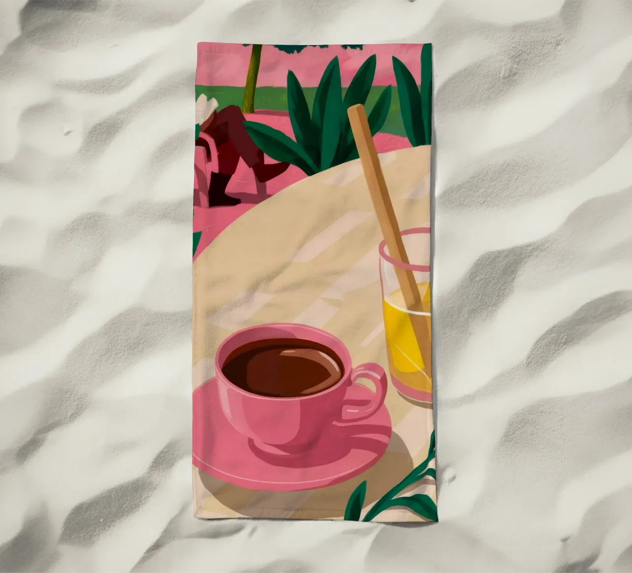 Pink Cup Garden Pause strandhanddoek van Pan Denim