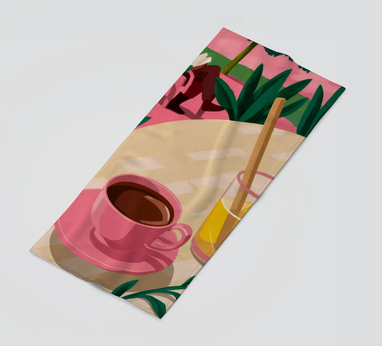 Pink Cup Garden Pause strandhanddoek van Pan Denim