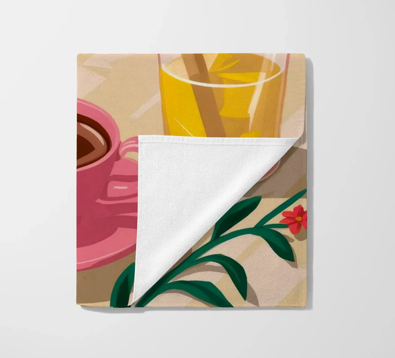 Pink Cup Garden Pause strandhanddoek van Pan Denim