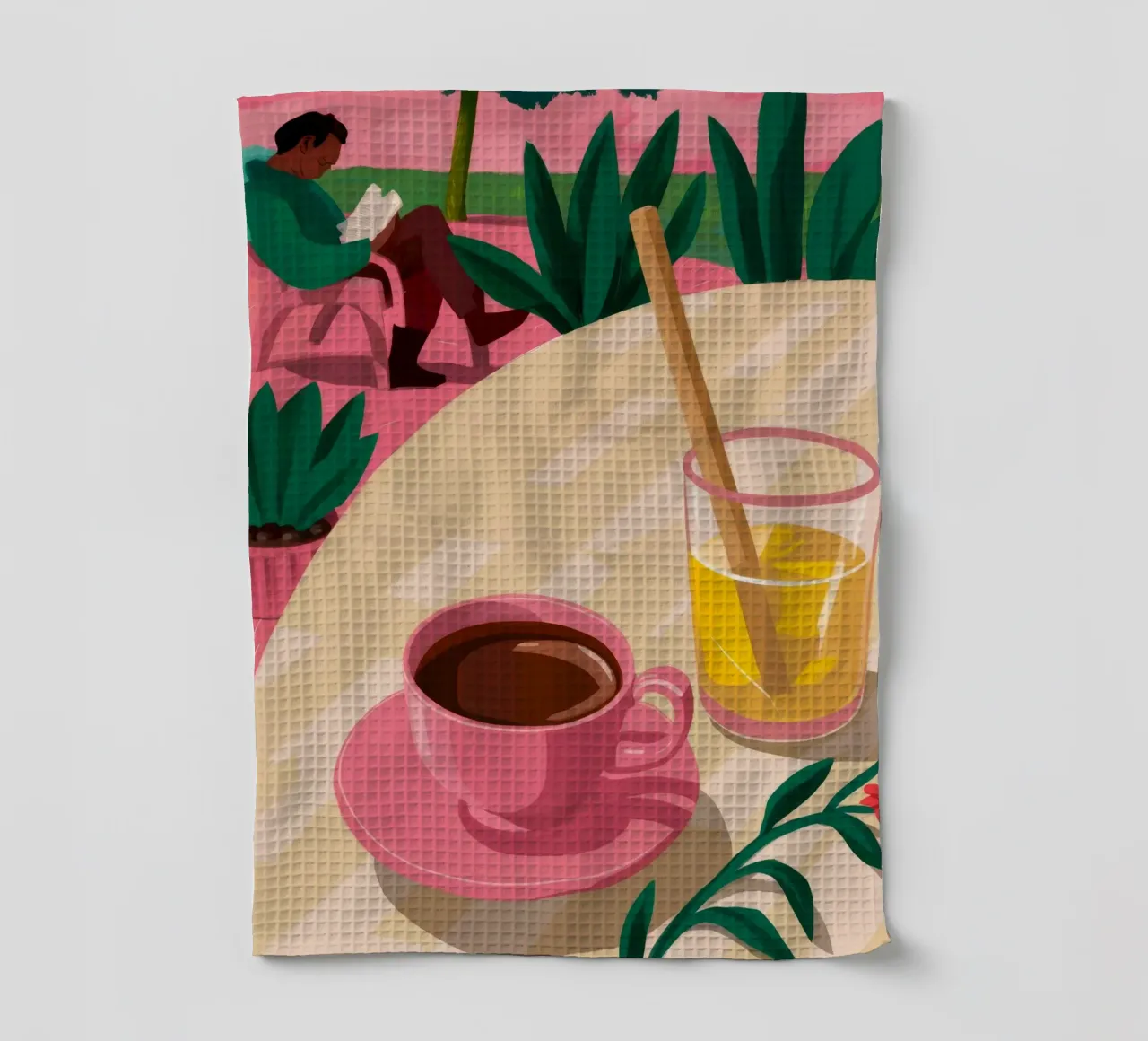 Tazza Rosa Giardino Pausa canovaccio da cucina da Pan Denim