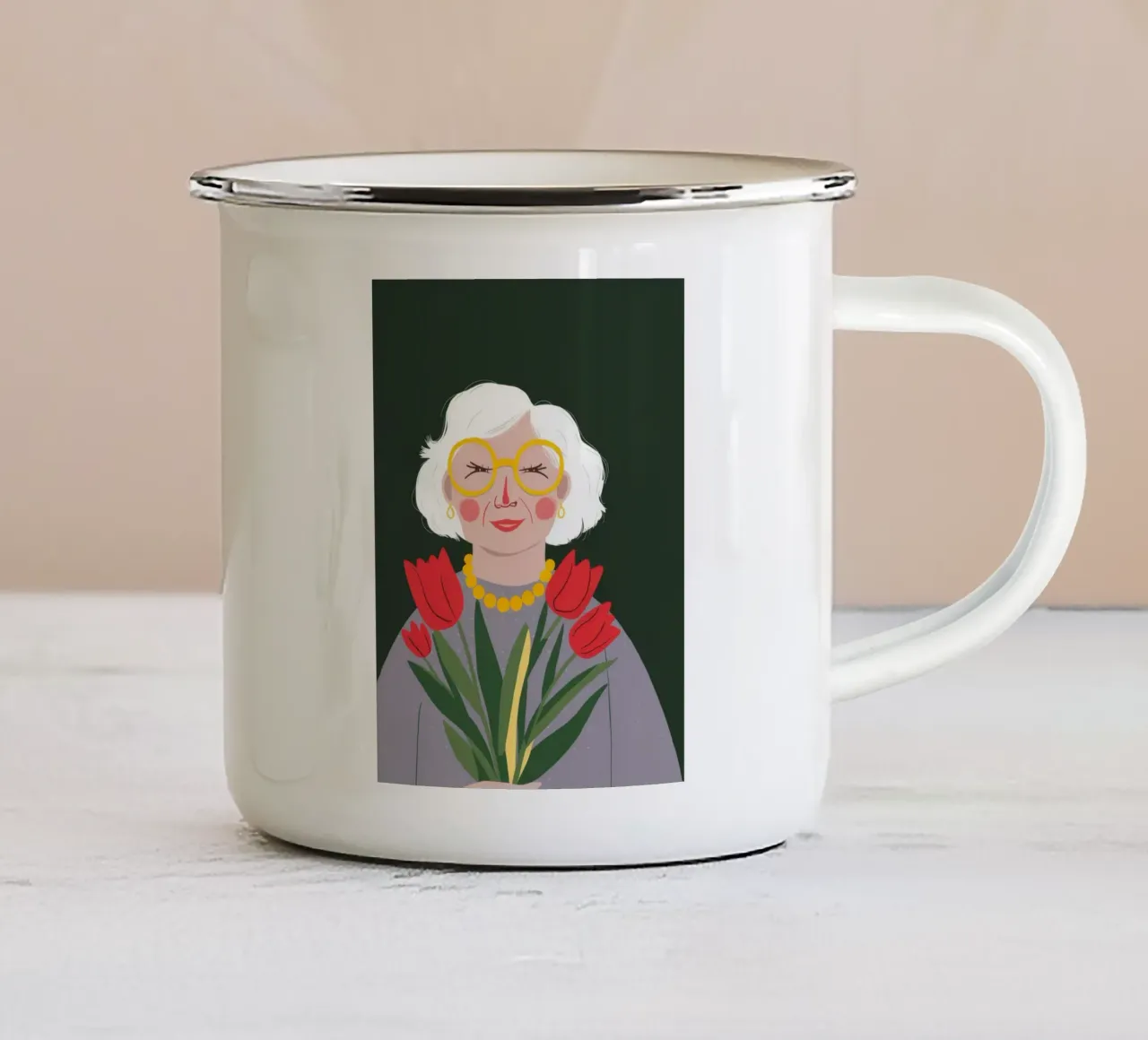 Eeuwige tulp Grace emaille mok van Haven Fantasy