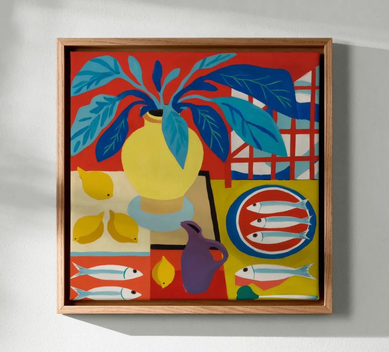 Lemon Fish Feast canvas with Floater frame by Dawn Light