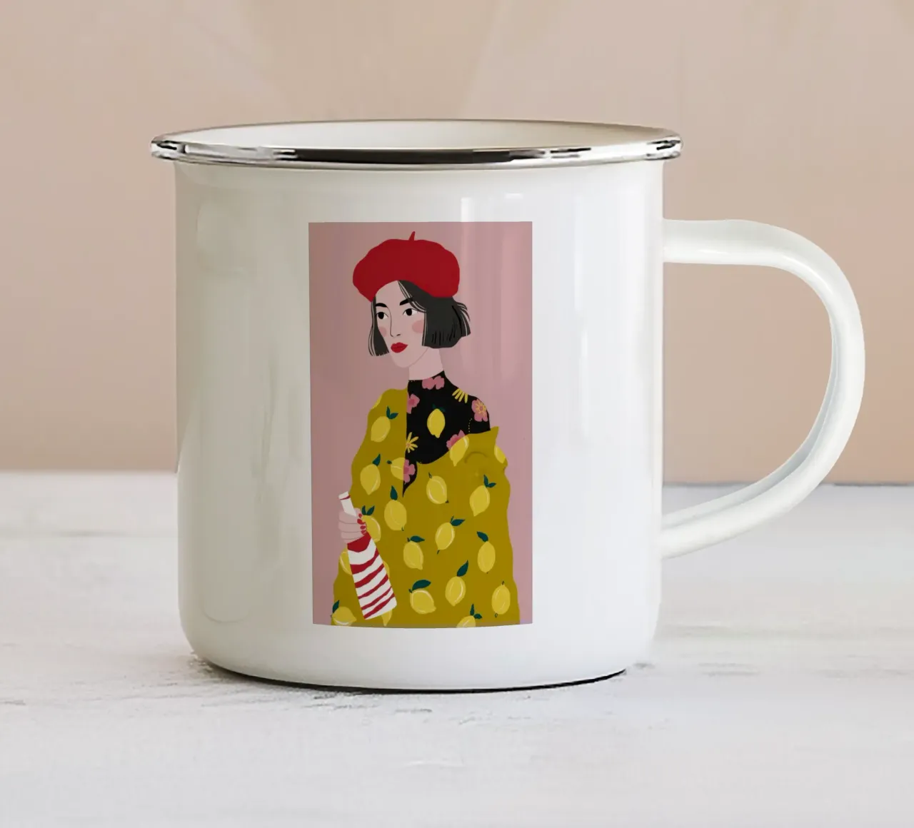 Berretto con vestito al limone tazza in smalto da Haven Fantasy