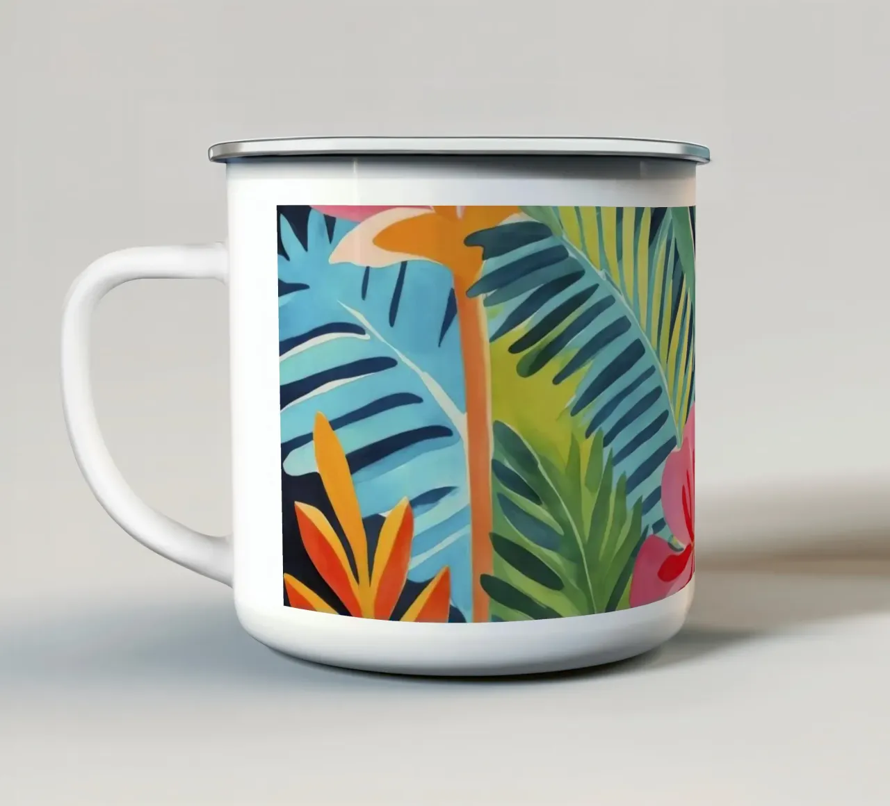 Fuga dal giardino esotico Arte ad acquerello tazza in smalto da Andrea Haase Modern Home