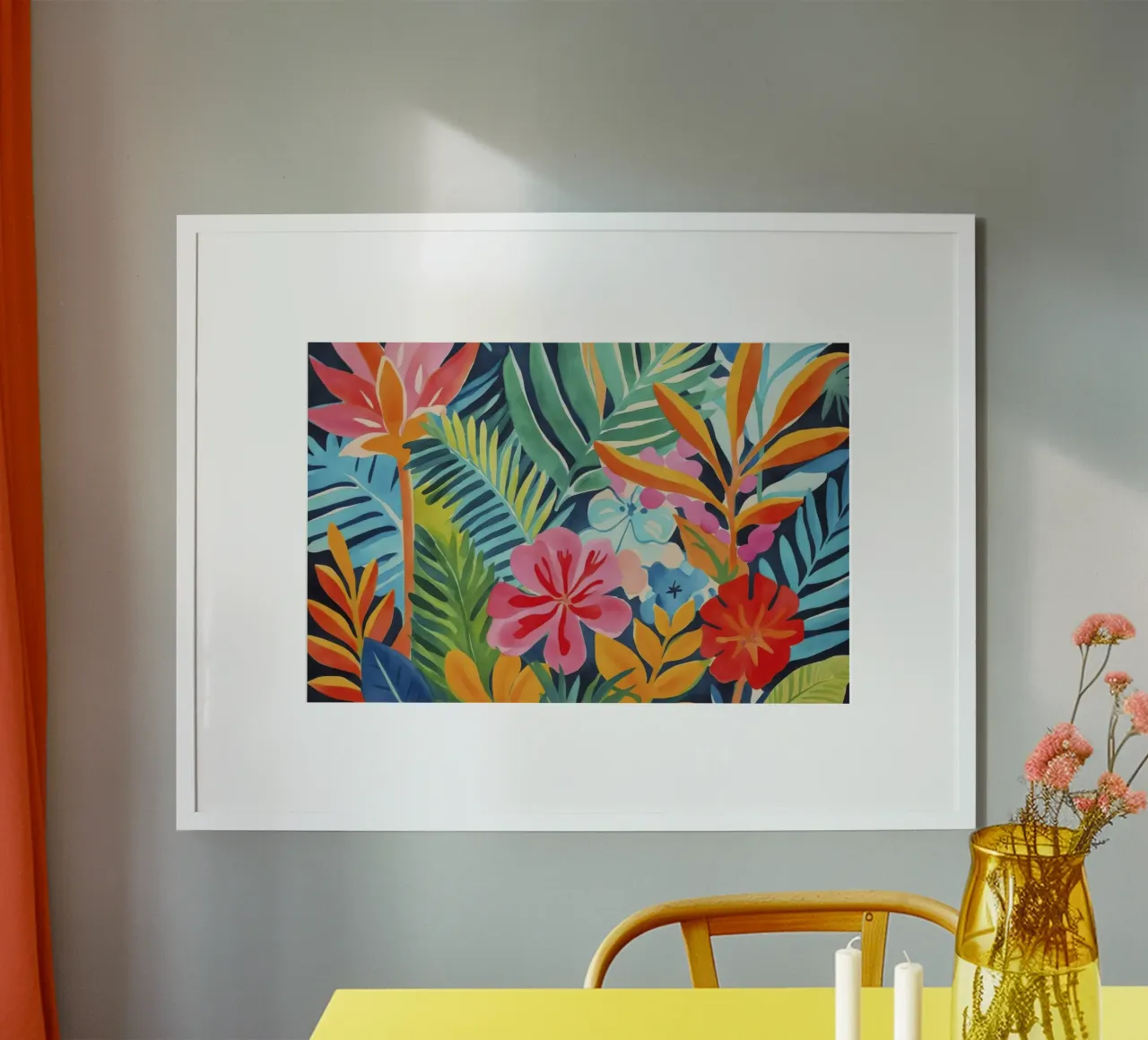 Fuga dal giardino esotico Arte ad acquerello poster con telaio in plastica da Andrea Haase Modern Home