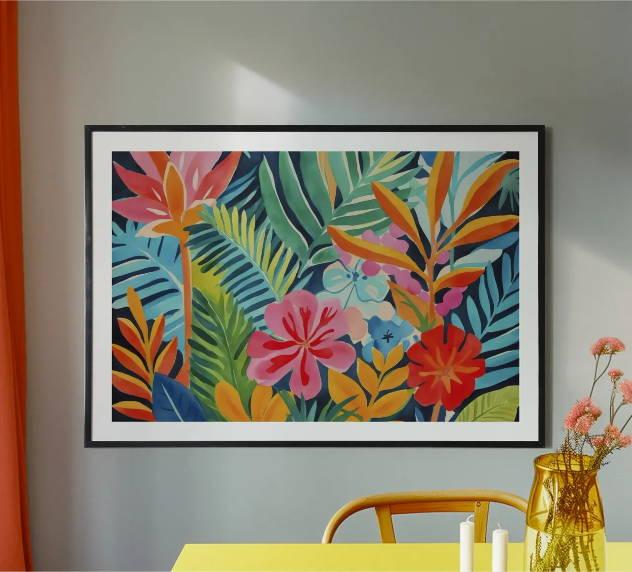 Fuga dal giardino esotico Arte ad acquerello poster con telaio in plastica da Andrea Haase Modern Home
