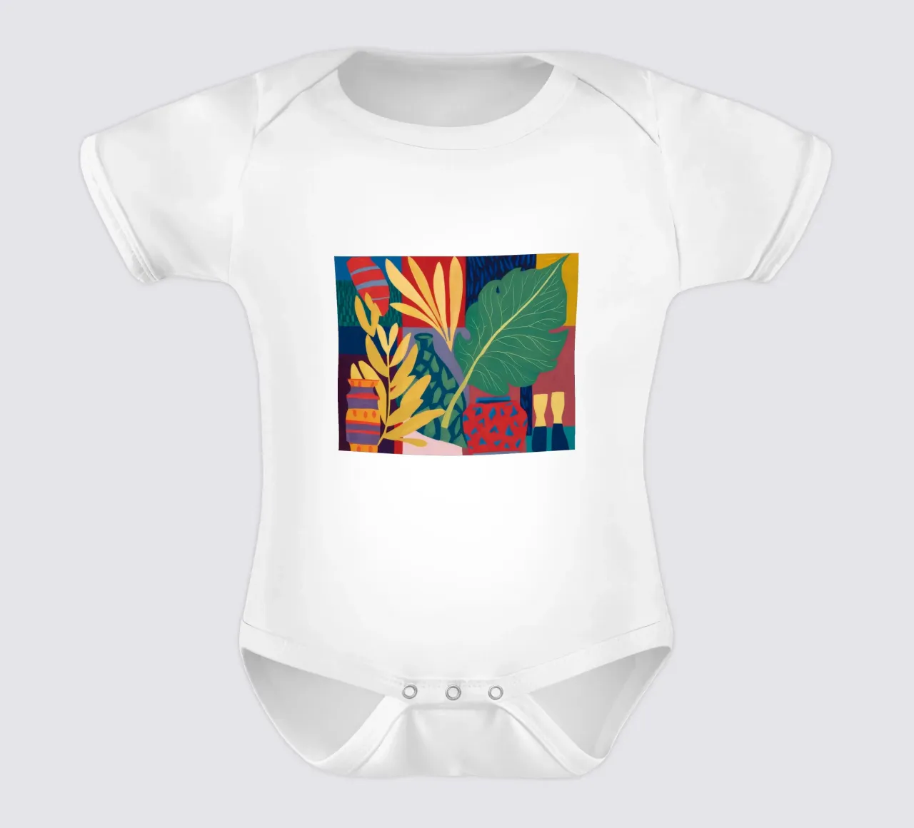 Crimson Jungle Echo short-sleeve baby romper by Dawn Light