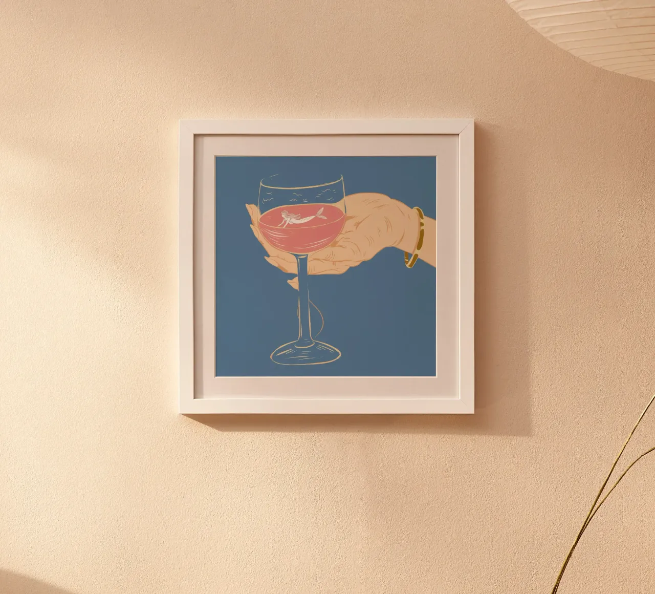 Rosa Bagliore della sera poster con telaio in legno da Haven Fantasy
