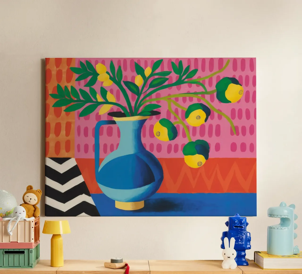 Zig Zag Bloom tela con Cornice a cassetta da Dawn Light