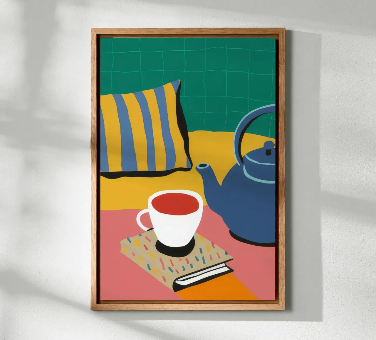 Cerulean Reading Break canvas with Floater frame by Dawn Light