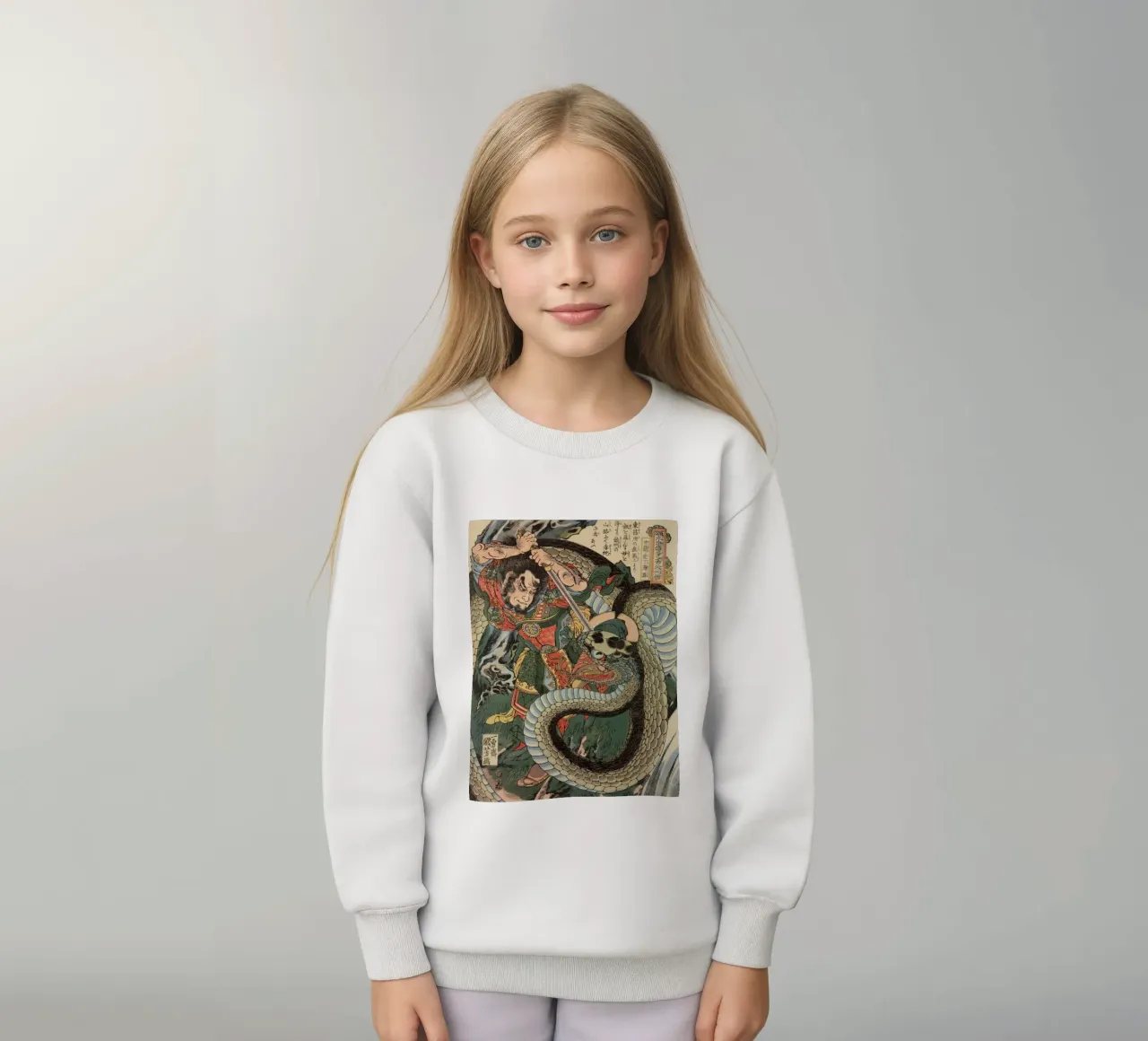 Samouraï combattant un python géant - Ukiyo-e japonais d'époque sweat enfant de Masterpieces Of Japanese Art