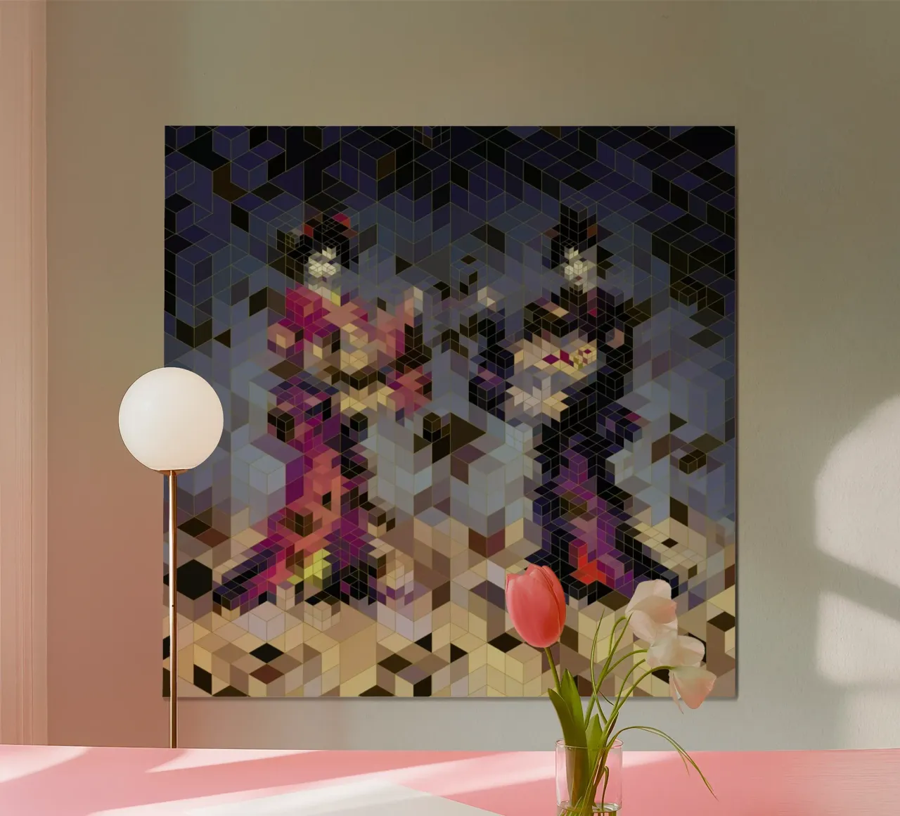 Two Geishas poster con telaio in plastica da Angelo Cerantola