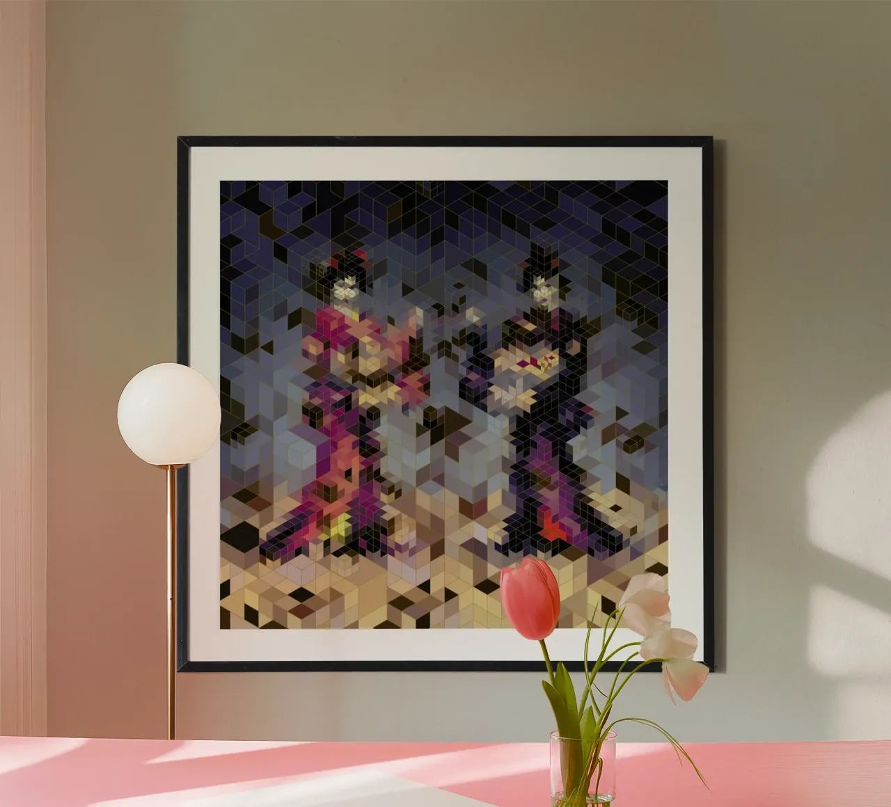 Two Geishas poster con telaio in plastica da Angelo Cerantola