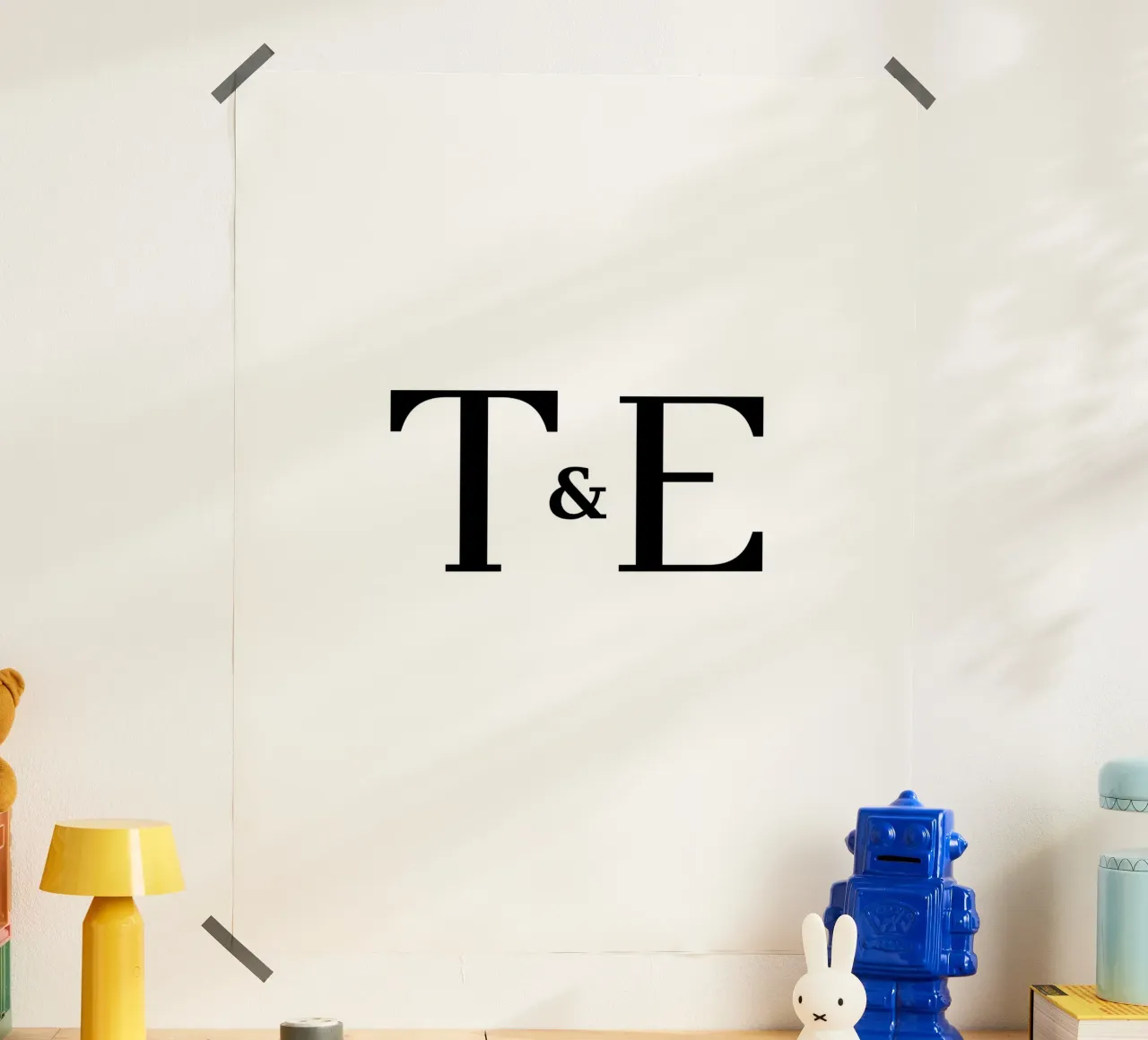 Lettera T & E design | Regalo moderno per le coppie carta hahnemühle da StrindesignStudio