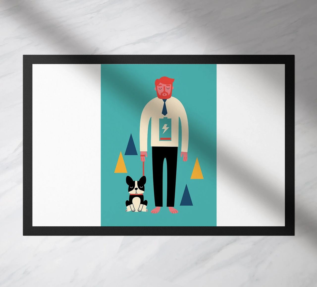 chien attaché avec une corde pieds nus paillasson de westface store