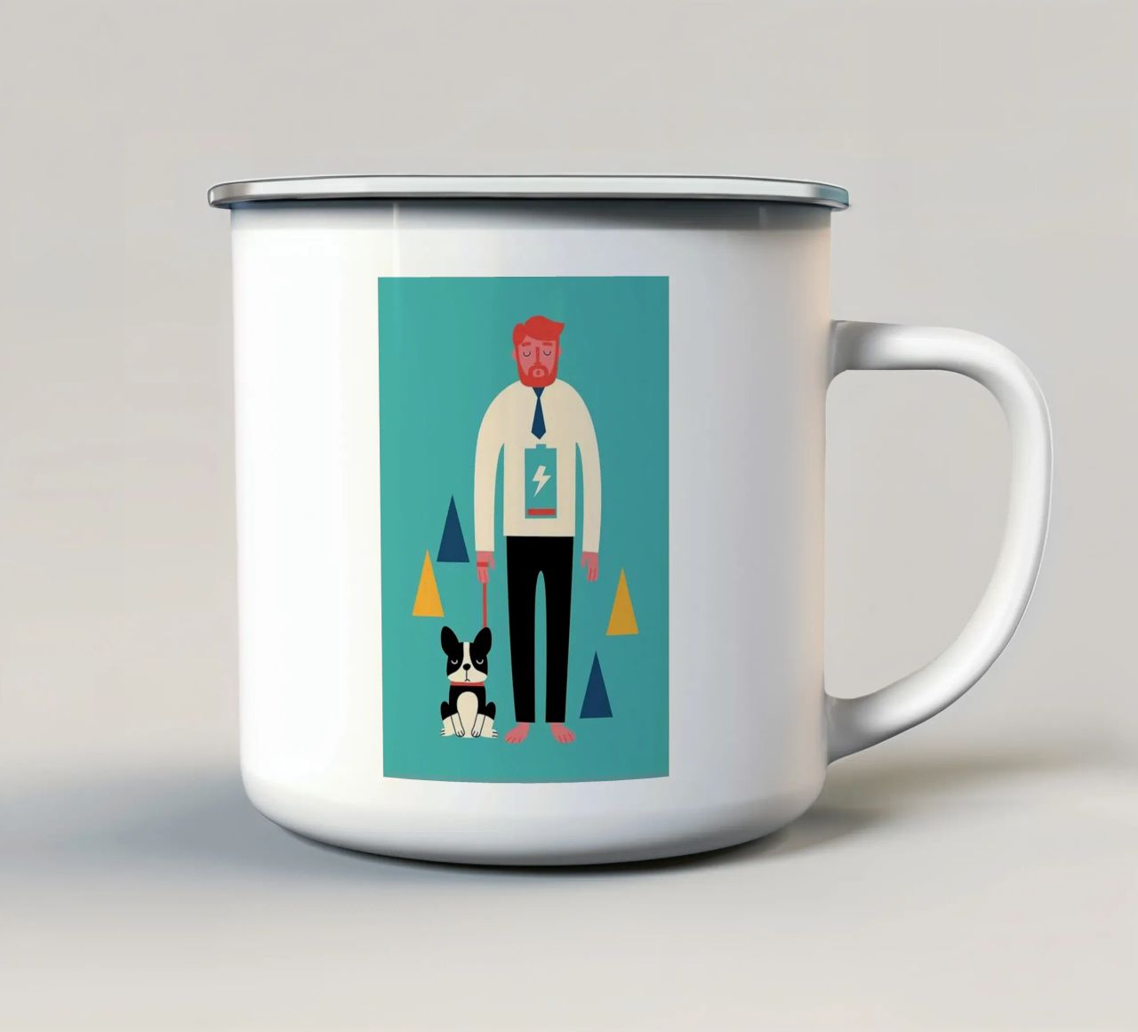 chien attaché avec une corde pieds nus mug en émail de westface store