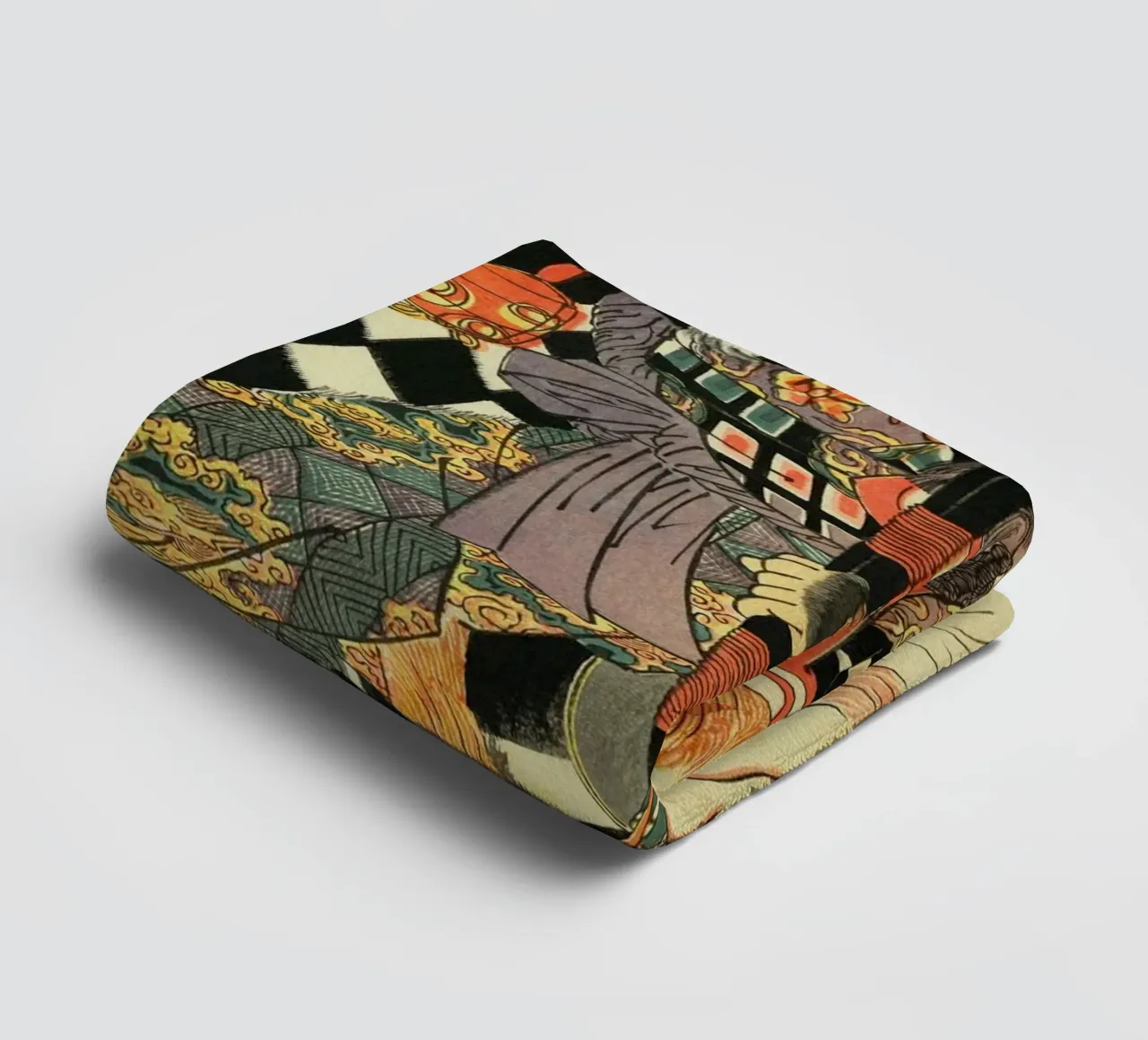 Samurai a caccia della mitica volpe - Ukiyo-e giapponese d'epoca asciugamano da bagno da Masterpieces Of Japanese Art
