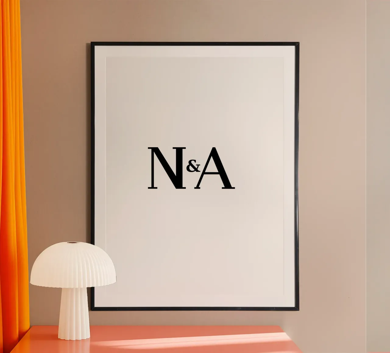 N & A letter design | Modern gift for couples poster with aluminum frame by StrindesignStudio