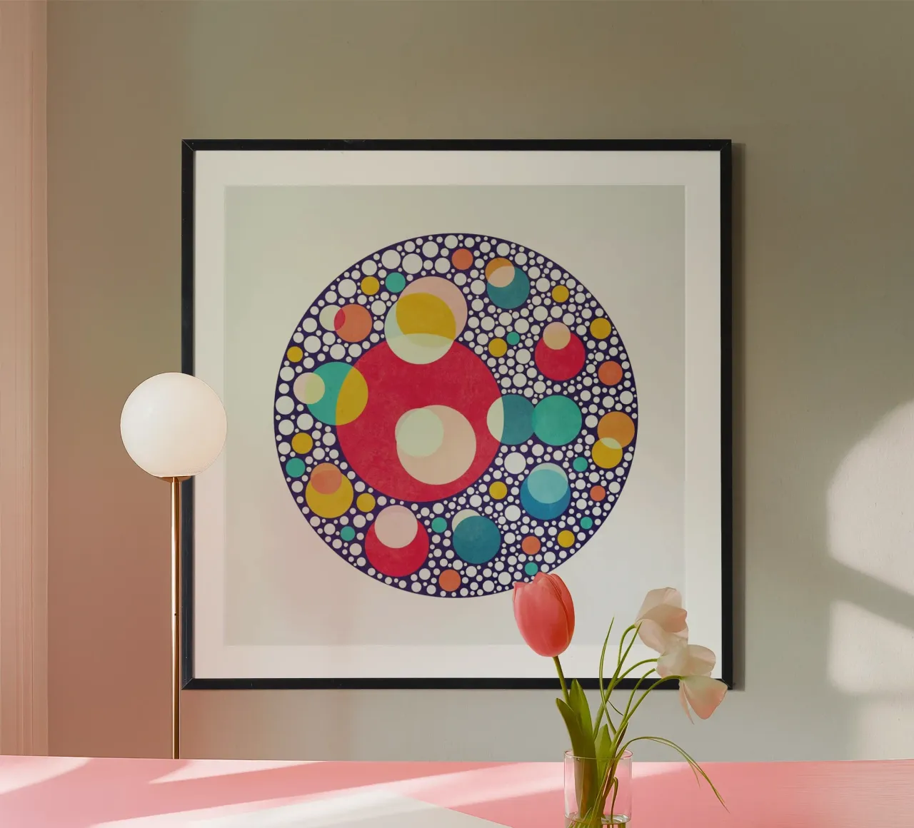Dancing Colors poster con telaio in plastica da lovely lines