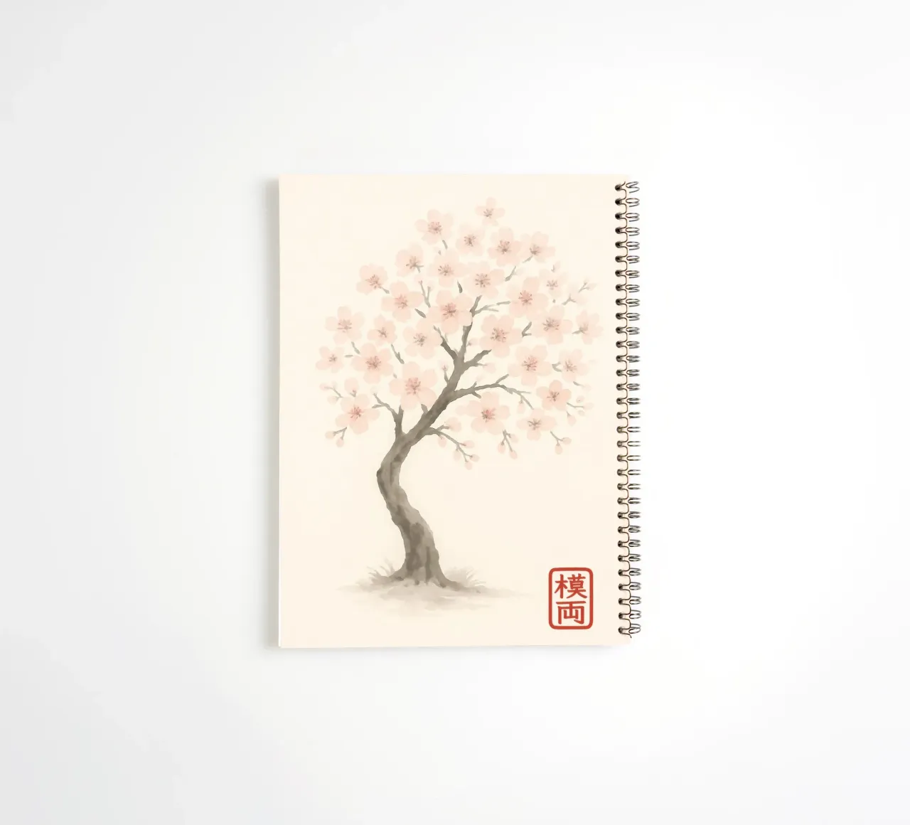 Blossoming cherry tree in delicate ink painting spiral notebook by Moqro Home Decoration