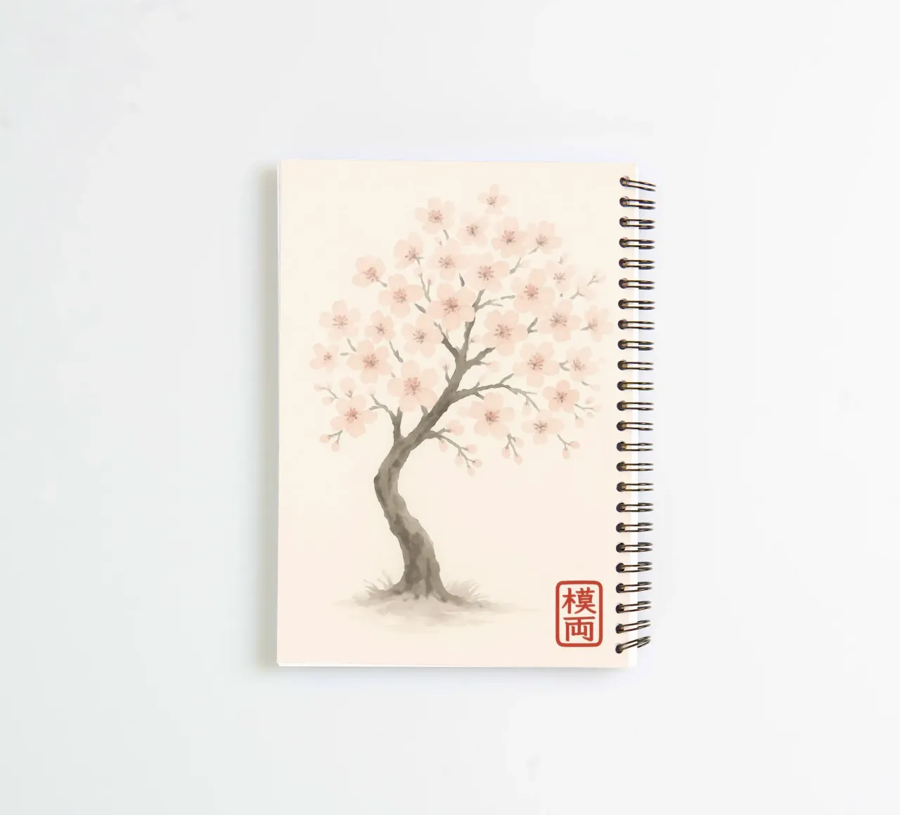 Blossoming cherry tree in delicate ink painting spiral notebook by Moqro Home Decoration