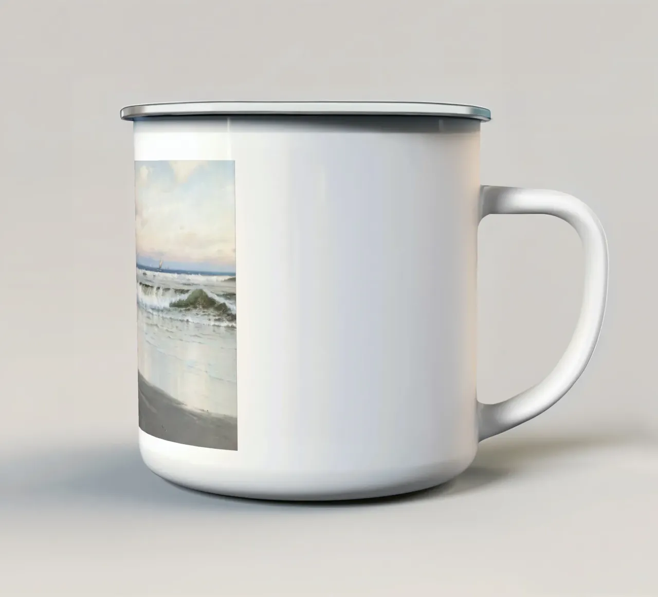 Ocean Waves Beach Art Print - Kustlandschap schilderij emaille mok van ClubArt