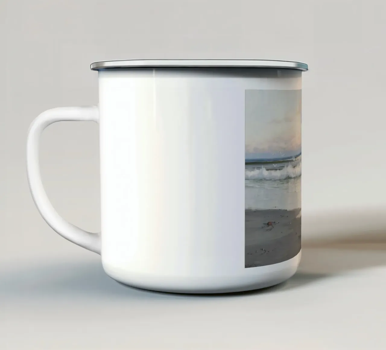 Ocean Waves Beach Art Print - Kustlandschap schilderij emaille mok van ClubArt