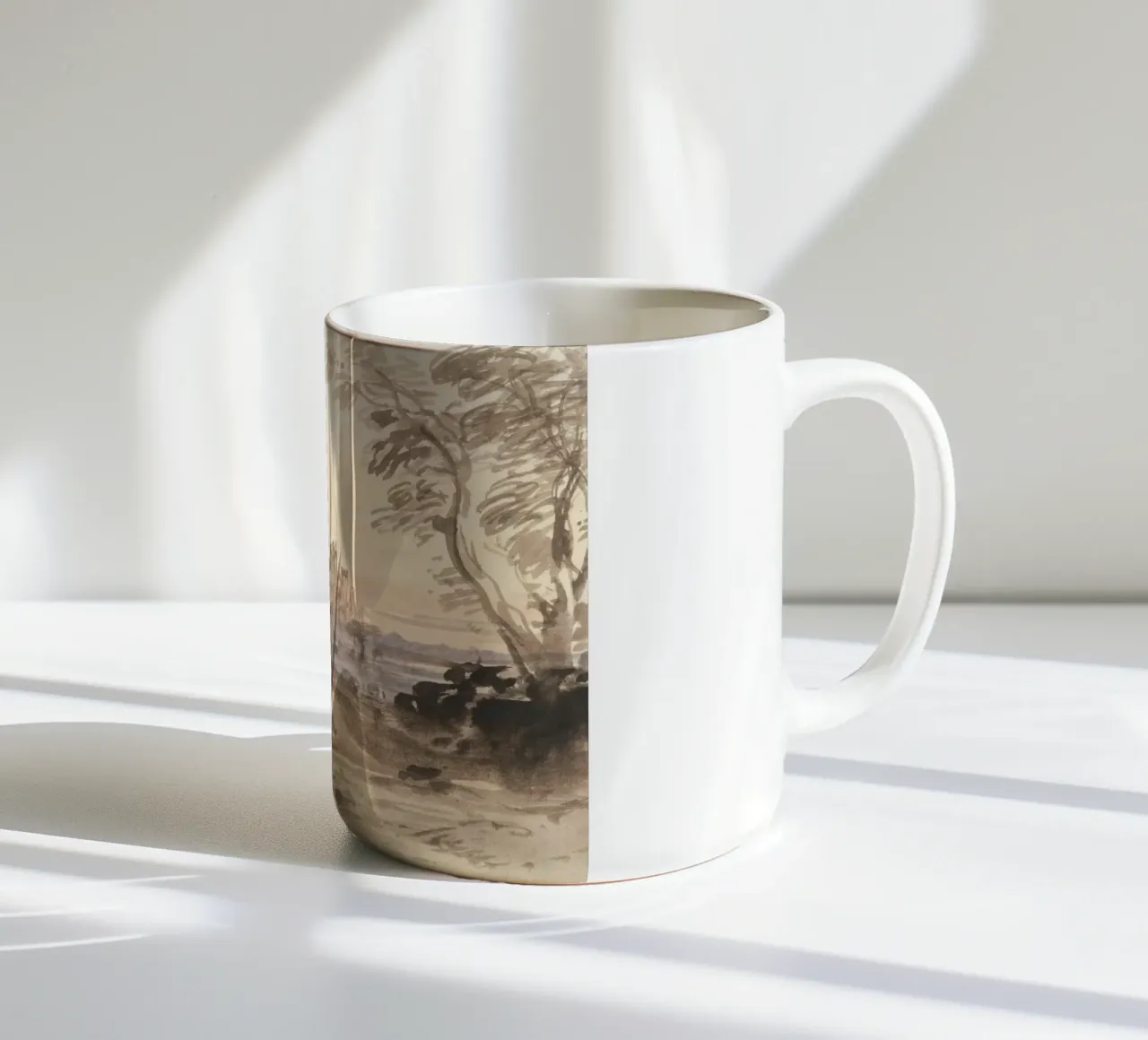 Paesaggio di rovine di un antico castello - Acquerello di epoca romantica tazza in ceramica da ClubArt