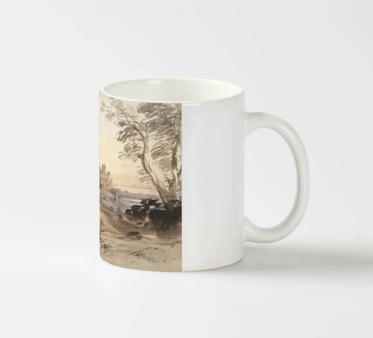 Paesaggio di rovine di un antico castello - Acquerello di epoca romantica tazza in ceramica da ClubArt