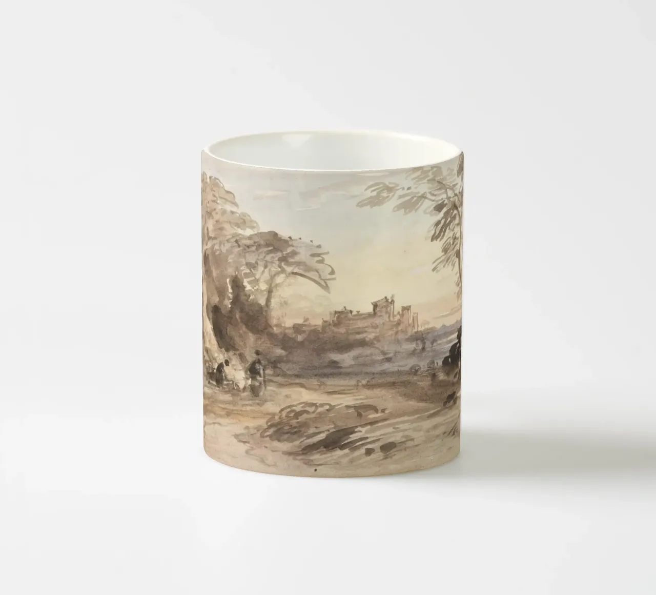 Paesaggio di rovine di un antico castello - Acquerello di epoca romantica tazza in ceramica da ClubArt