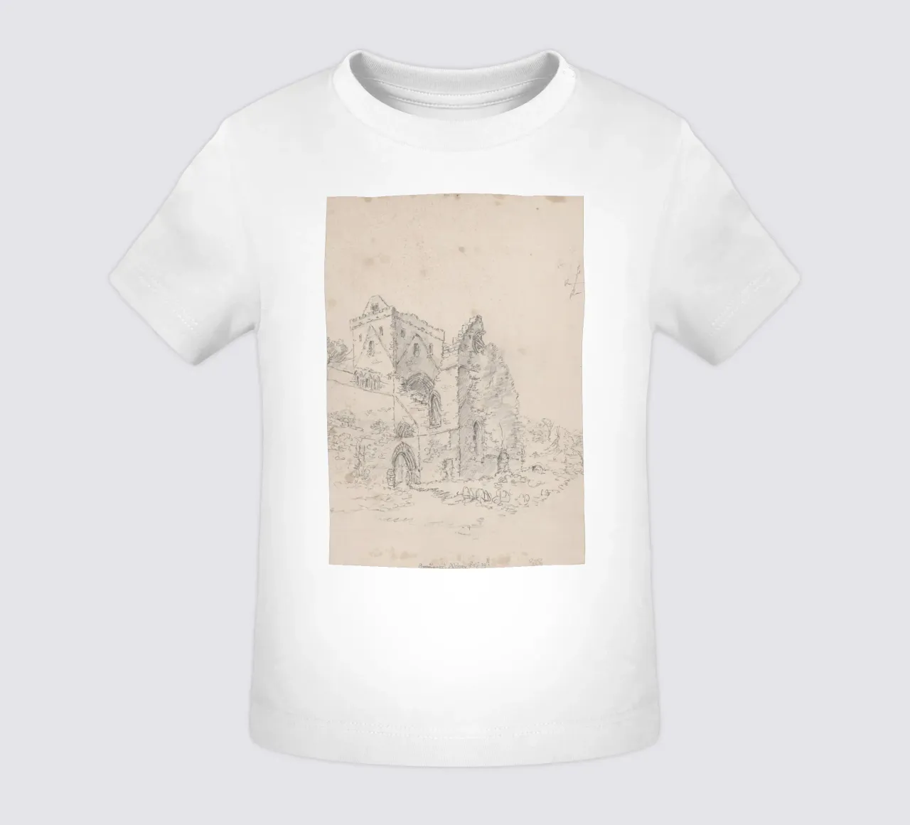 Swineshead Abbey Ruins: Historic Architectural Sketch baby t-shirt by ClubArt