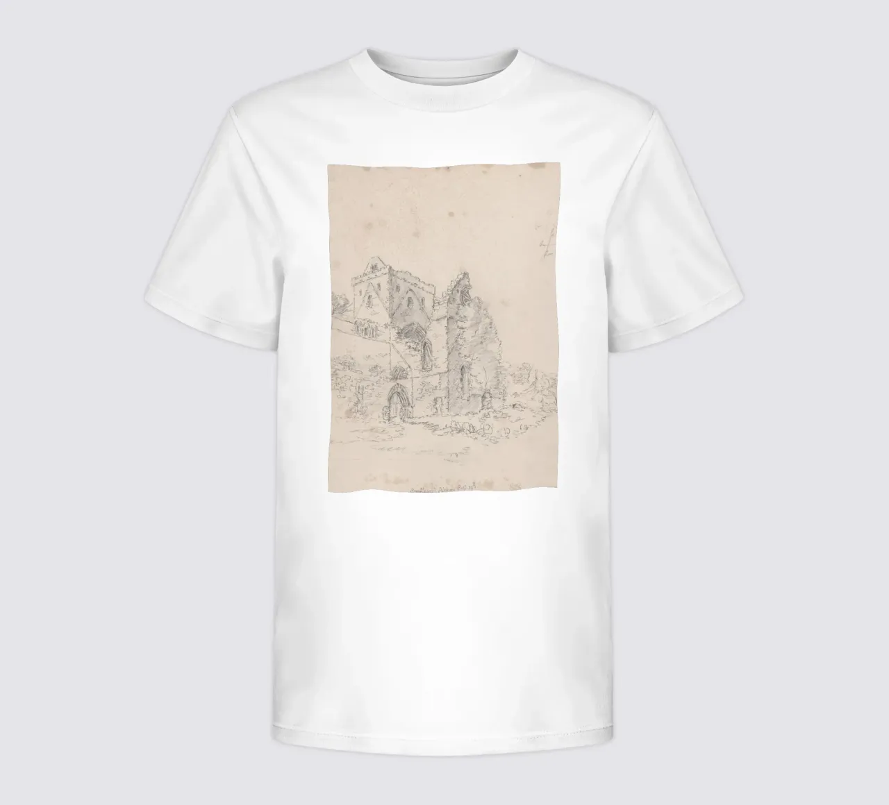 Swineshead Abbey Ruins: Historic Architectural Sketch kids t-shirt by ClubArt