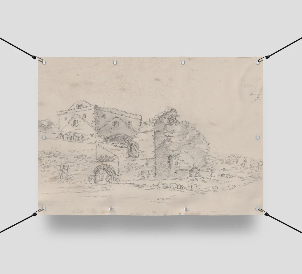 Swineshead Abbey Ruins: Historic Architectural Sketch pvc cover by ClubArt