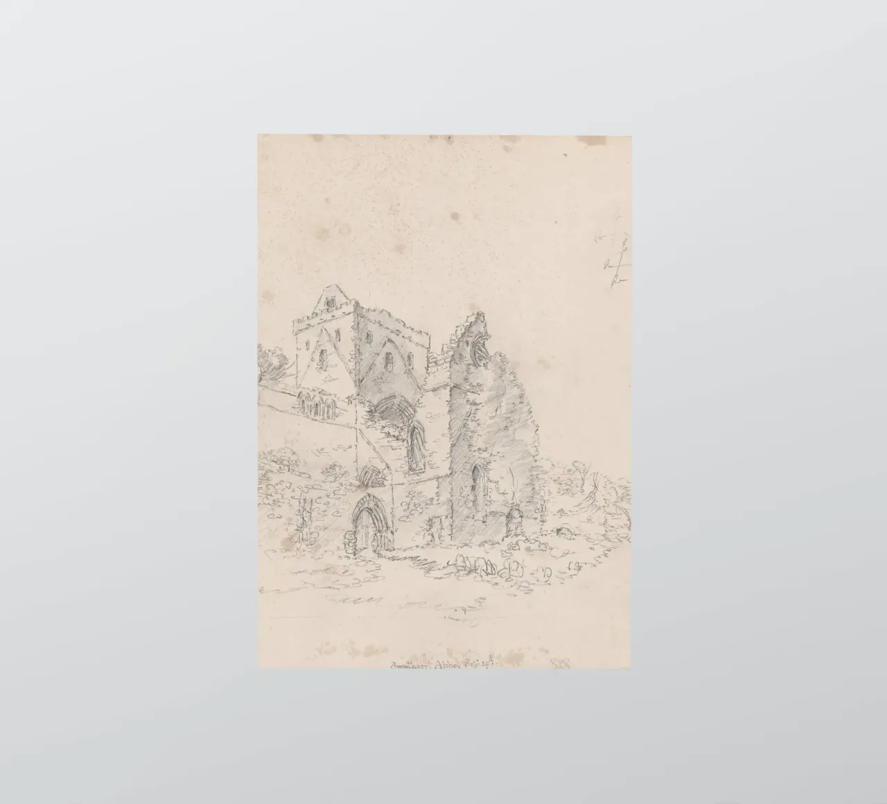 Swineshead Abbey Ruins: Historic Architectural Sketch sticker by ClubArt