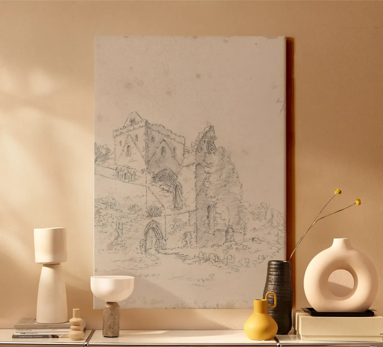 Ruinen der Swineshead Abbey: Historische Architekturskizze Leinwand von ClubArt