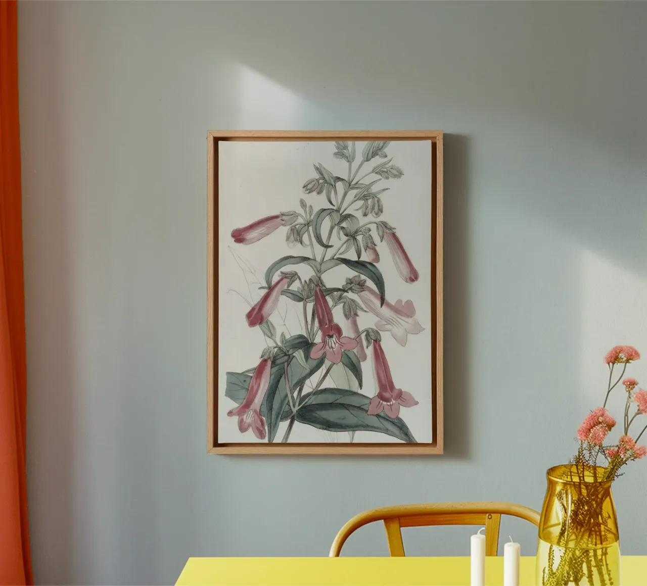 Botanische kunst: Penstemon Elegance Bloemenprint canvas met Baklijst van ClubArt