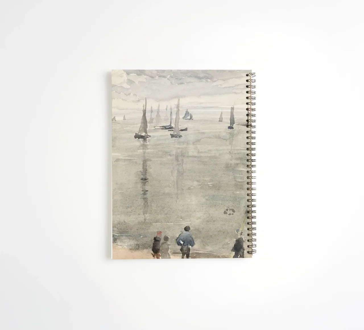 Impressionistic Seascape: Sailboats & Figures in Mist spiral notebook by ClubArt