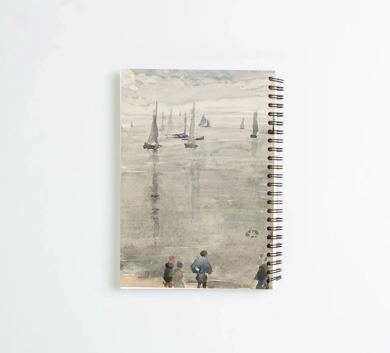 Impressionistic Seascape: Sailboats & Figures in Mist spiral notebook by ClubArt