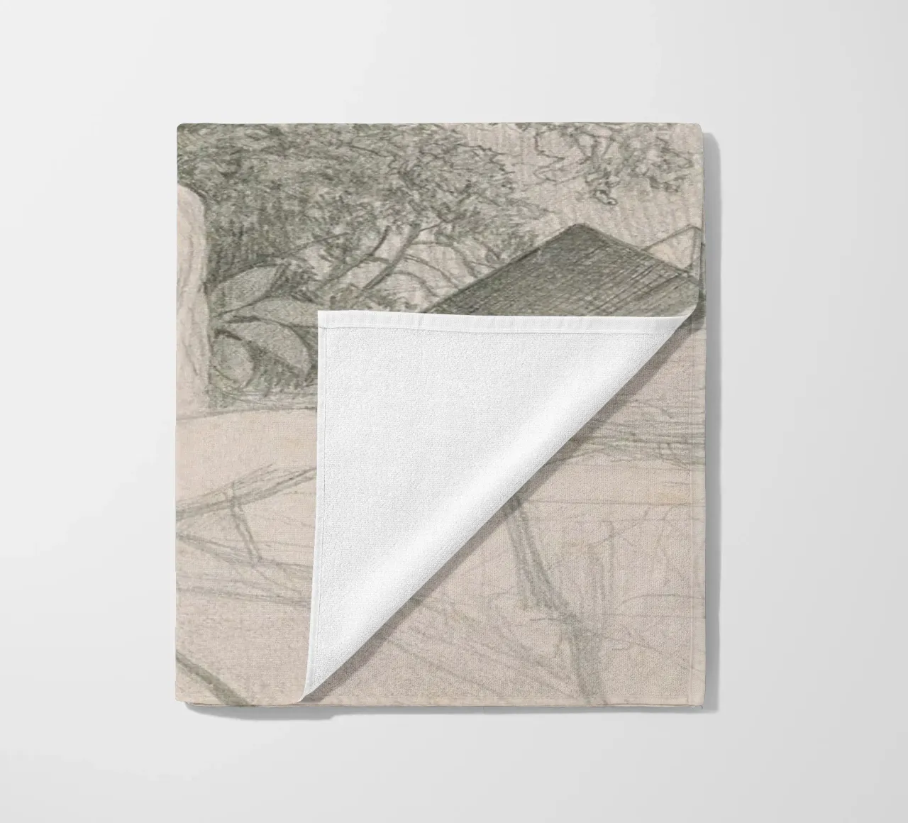 Victorian Sketch: Girl Reading in Garden Setting beach towel by ClubArt