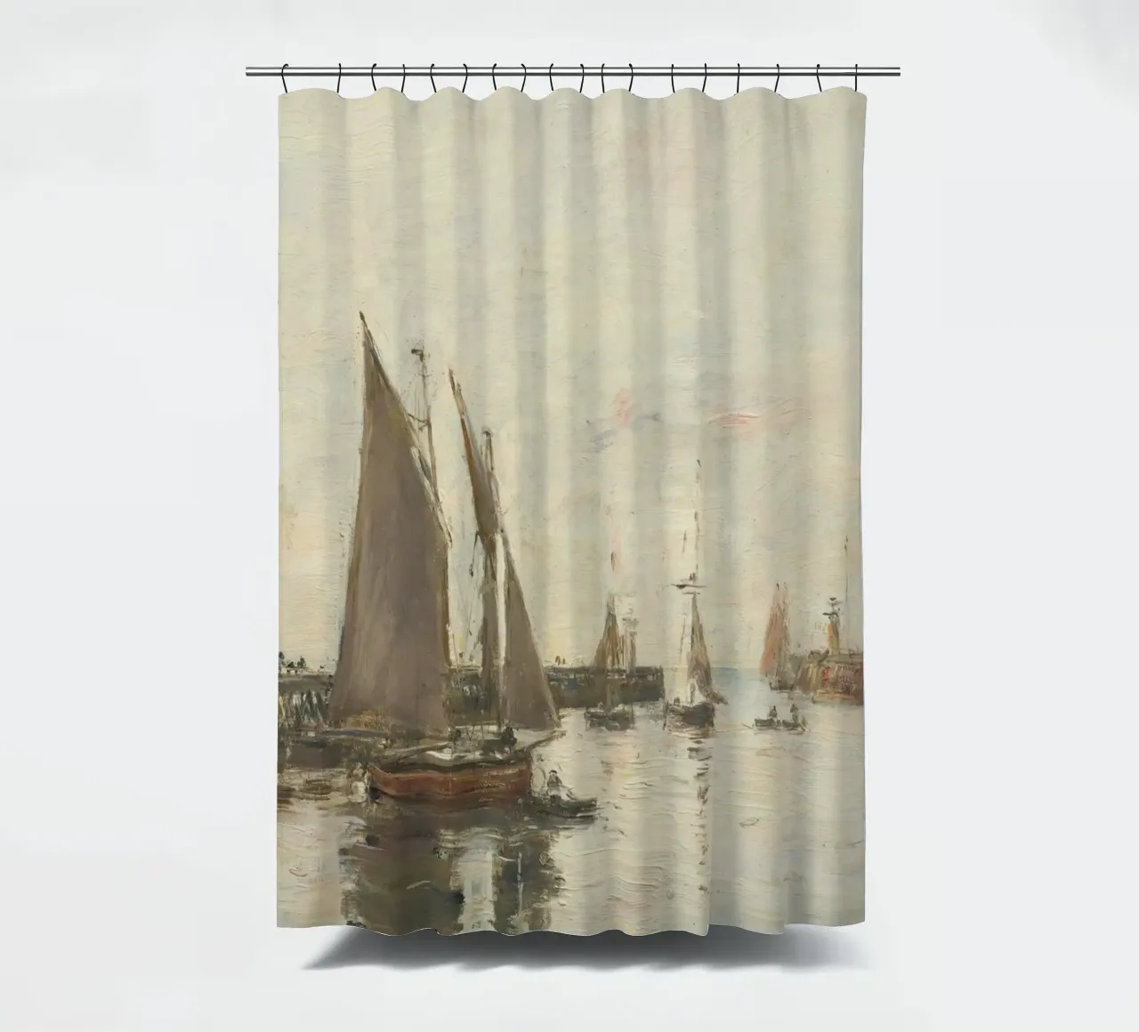 Eugène Boudin Zeegezicht: Havenboten bij zonsondergang douchegordijn van ClubArt