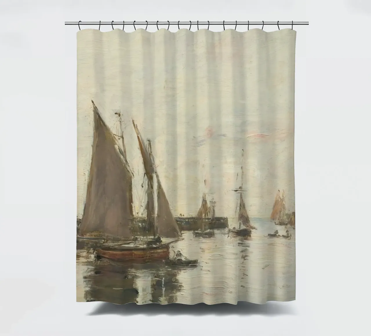 Eugène Boudin Zeegezicht: Havenboten bij zonsondergang douchegordijn van ClubArt